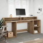 Vidaxl - bureau avec lumi�res led ch�ne artisanal bois d'ing�nierie