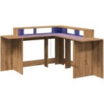 Vidaxl - bureau avec lumires led chne artisanal bois d'ingnierie