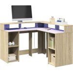 Vidaxl - bureau avec lumires led chne sonoma bois d'ingnierie