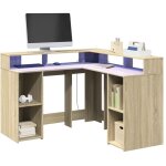 Vidaxl - bureau avec lumi�res led ch�ne sonoma bois d'ing�nierie