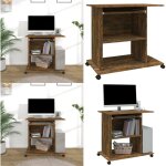Vidaxl - bureau d'ordinateur ch�ne fum� 80x50x75 cm bois d'ing�nierie - bureau informatique - bureau ...
