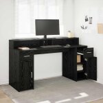 Vidaxl - bureau avec porte ch�ne noir 160 x 55 x 91 cm bois d'ing�nierie