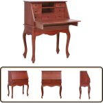Vidaxl - bureau secr�taire marron 78x42x103 cm bois d'acajou massif - bureau vintage - bureau secretaire ...