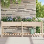 Vidaxl - cache - pot de jardin avec �tag�re beige 203. 5 x 53 x 76. 5 cm