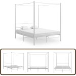 Vidaxl - cadre de lit  baldaquin sans matelas blanc 160x200 cm mtal - lit  baldaquin - cadre de lit ...
