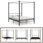 Cadre de lit  baldaquin sans matelas noir 160x200 cm mtal - cadre de lit - lit  baldaquin - lit double ...