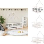 Cadre de lit enfant tiroirs blanc 70x140 cm bois de pin massif - lit bébé - lit enfant - meuble enfant ... Cadre de lit enfant tiroirs blanc 70x140 cm bois de pin massif - lit bébé - lit enfant - meuble enfant ...