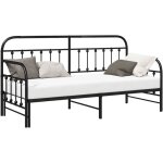 Cadre de lit de jour avec tte de lit noir 80 x 200 cm acier vidaxl