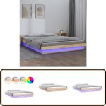 Vidaxl - cadre de lit à led sans matelas 140x190 cm bois massif - cadre de lit - lit double - meuble ... Vidaxl - cadre de lit à led sans matelas 140x190 cm bois massif - cadre de lit - lit double - meuble ...