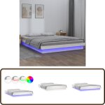 Vidaxl - cadre de lit  led sans matelas blanc 140x190 cm bois massif - cadre de lit - lit double - lumieres ...