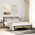 Cadre de lit en m�tal sans matelas ch�ne sonoma 160x200 cm vidaxl