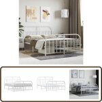 Vidaxl - cadre de lit mtal sans matelas et pied de lit blanc 140x190 cm - cadre de lit - lit double ...