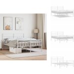 Vidaxl - cadre de lit m�tal sans matelas et pied de lit blanc 140x190 cm - cadre de lit metal - lit double ...