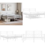 Vidaxl - cadre de lit mtal sans matelas et pied de lit blanc 140x190 cm - cadre de lit metal - lit double ...