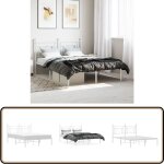 Vidaxl - cadre de lit mtal sans matelas et tte de lit blanc 140x190 cm - cadre de lit - lit double ...