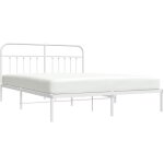 Cadre de lit mtal sans matelas et tte de lit blanc 160x200 cm vidaxl