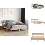 Vidaxl - cadre de lit sans matelas 140x200 cm bois massif de pin - cadre de lit - lit double - bois massif ...