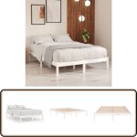 Vidaxl - cadre de lit sans matelas blanc bois massif 160x200 cm - cadre de lit - lit double - bois massif ...