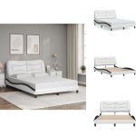 Vidaxl - cadre de lit sans matelas blanc et noir 140x190 cm similicuir - lit plateforme - lit double ...