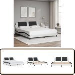Vidaxl - cadre de lit sans matelas blanc et noir 180x200 cm similicuir - lit double - chambre à coucher ... Vidaxl - cadre de lit sans matelas blanc et noir 180x200 cm similicuir - lit double - chambre à coucher ...