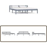 Vidaxl - cadre de lit sans matelas gris bois massif de pin 160x200 cm - cadre de lit - lit double - lit ...