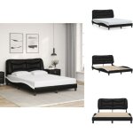 Vidaxl - cadre de lit sans matelas noir et blanc 140x190 cm similicuir - lit double - chambre  coucher ...