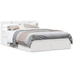 Vidaxl cadre de lit avec t�te de lit blanc 120x190 cm bois pin massif