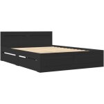 Cadre de lit avec tte de lit noir 120x190 cm bois d'ingnierie - vidaxl