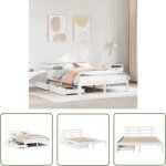 The living store - vidaxl cadre de lit avec tiroirs sans matelas blanc 140x190 cm The living store - vidaxl cadre de lit avec tiroirs sans matelas blanc 140x190 cm