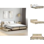 Cadre de lit avec tiroirs sans matelas chne sonoma 120x200 cm - lit coffre - lit double - cadre lit ...