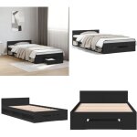 Vidaxl - cadre de lit avec tiroir sans matelas noir 90x190 cm - cadre de lit - lit double - meuble chambre ...