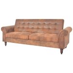 Vidaxl - canapé - lit avec accoudoirs en cuir synthétique marron Vidaxl - canapé - lit avec accoudoirs en cuir synthétique marron
