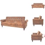Vidaxl - canap  2 places convertible accoudoir daim synthtique marron - canap deux places - canap ...