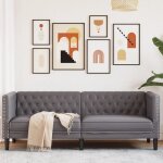 Vidaxl - canap  3 places chesterfield gris similicuir