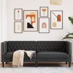 Vidaxl - canap  3 places chesterfield noir similicuir