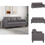 Vidaxl - canap  3 places gris 180 cm similicuir - canap trois places - canap gris - canap simili ...