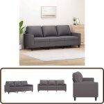 Vidaxl - canap  3 places gris 180 cm similicuir - canap trois places - canap gris - canap simili ...