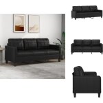 Vidaxl - canap  3 places noir 180 cm similicuir - canap trois places - canap noir - canap simili ...