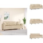 Vidaxl - canapé 3 places avec oreillers crème 180 cm tissu microfibre - canapé trois places - canapé ... Vidaxl - canapé 3 places avec oreillers crème 180 cm tissu microfibre - canapé trois places - canapé ...