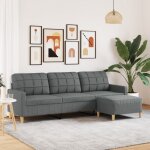 Vidaxl - canapé à 3 places avec repose - pieds gris foncé 210 cm tissu Vidaxl - canapé à 3 places avec repose - pieds gris foncé 210 cm tissu