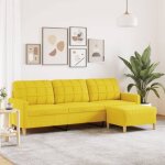 Vidaxl - canapé à 3 places avec repose - pieds jaune clair 210 cm tissu Vidaxl - canapé à 3 places avec repose - pieds jaune clair 210 cm tissu