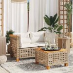 Vidaxl canaps d'angle de jardin et coussins 2pcs beige rsine tresse