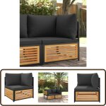 Canap� d'angle de jardin avec coussins bois massif d'acacia - canap� de jardin - salon de jardin - mobilier ...