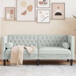 Vidaxl - canapé chesterfield avec traversins 2 places gris clair velours Vidaxl - canapé chesterfield avec traversins 2 places gris clair velours