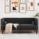 Vidaxl - canap chesterfield avec traversins 2 places noir velours