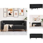 Vidaxl - canap chesterfield avec traversins 2 places noir velours - canap chesterfield - canaps chesterfiel ...