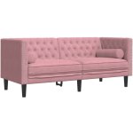 Vidaxl - canap� chesterfield avec traversins 2 places rose velours