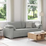 Vidaxl ? canap� d'angle 3 places gris nuage ? tissu r�sistant aux taches ? dimensions 219 x 77 x 82 cm ...