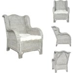 Vidaxl - canap avec coussin gris rotin naturel et lin - canap rotin - canap intrieur - meuble salon ...