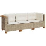 Vidaxl - canap� de jardin avec coussins 3 places beige r�sine tress�e